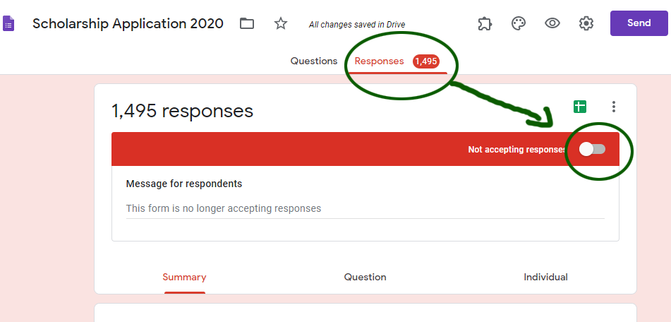 How to close a Google Form it to accept responses (or reopen)